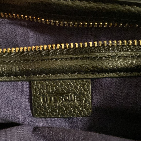 UTERQUE navy leather handbag - Picture 6 of 8